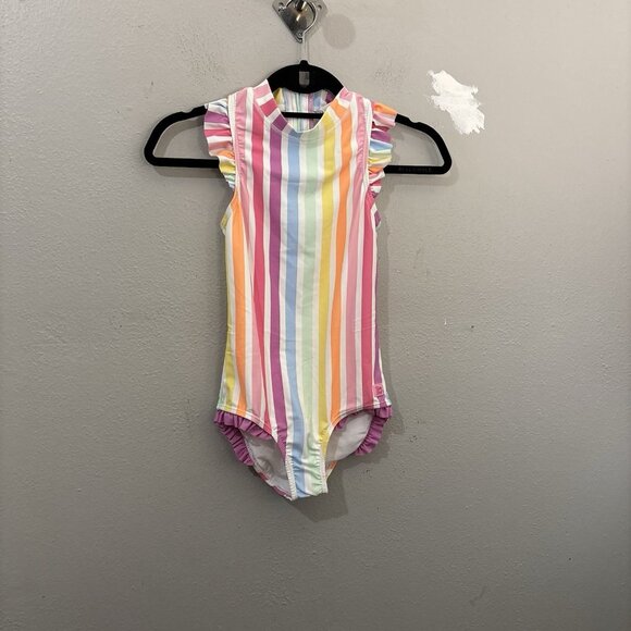 Rufflebutts OnePiece Striped Swimsuit Size 12 UPF 50